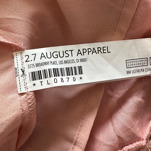 NWT Endless Rose Plunging Lace Trim Puff Sleeve Dress Dusty Pink Size L - Picture 10 of 11